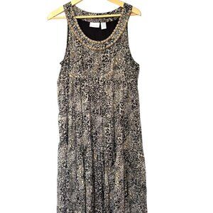 Soft Surroundings Sleeveless Chiffon Maxi Dress Size M Lined Embellished Collar